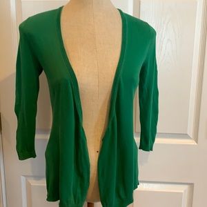 J Crew XS women’s green open sweater 100% Cotton St Patrick’s Day